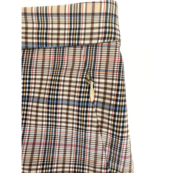 Per Se by Carlisle Ankle Pants 8 Christy Tan Blue Plaid Cotton Stretch Tapered - Picture 8 of 10